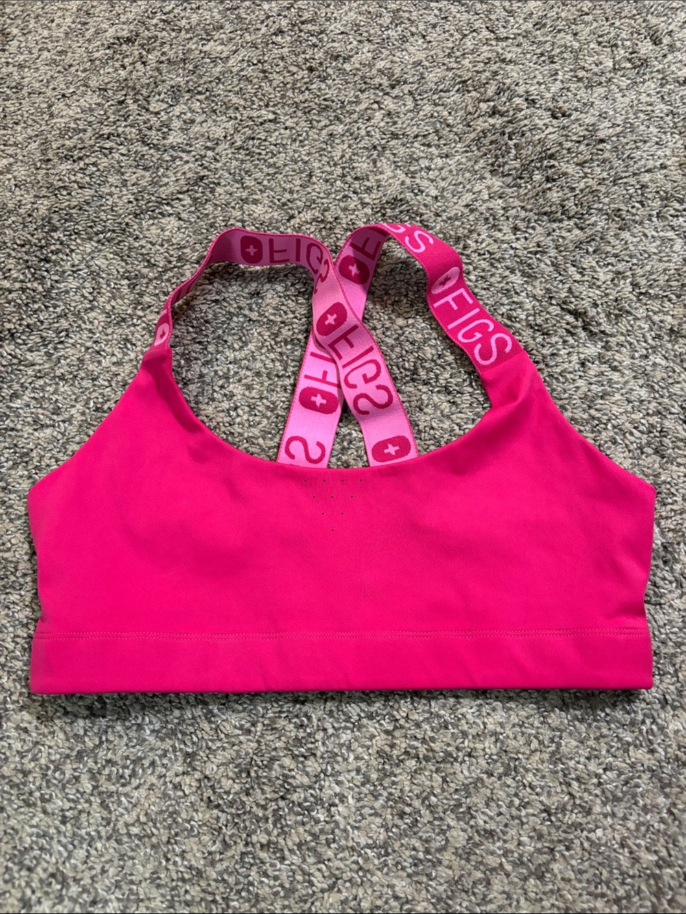 FIGS Hot Pink Sports Bra with Branded Straps